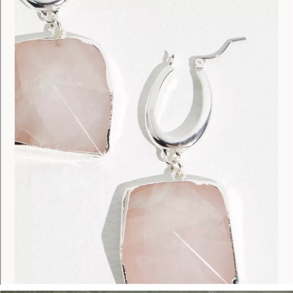 NEW Free People Rose Quartz Dangle Earrings - Picture 2 of 7